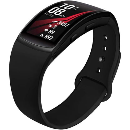 Compatible with Gear Fit 2 Band/Gear Fit 2 Pro Bands, NAHAI Soft Silicone Replacement Bands Wristband for Samsung Gear Fit 2 and Fit 2 Pro Smartwatch, Large, Black with Black Button