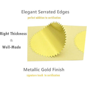 UNIQOOO 100pcs Gold Embossed Foil Blank Certificate Self-Adhesive Sealing Stickers - Perfect for Invitations, Certification, Graduation, Notary Seals, Corporate Seals, and Personalized Monogram Emboss