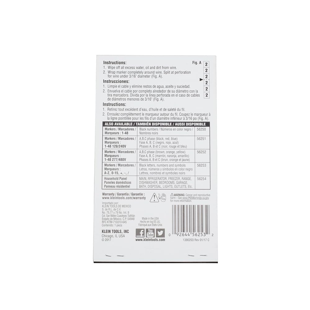 Buy now Klein Tools 56253 Wire Marker Book, Black Letters, Numbers, and Symbols at indiglob india