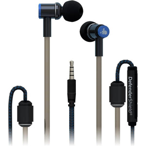 DefenderShield Air Tube Stereo Wired Earbuds – Universal Acoustic Headphones with Built-in Mic & Audio Controls – Secure Fit Wired Headphones with 3.5mm Audio Jack, Sports Tips & 3 Ear Tip Sizes