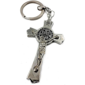 Buy now Nazareth Store Saint Benedict Cross Keychain Catholic Crucifix Medal Keyring Jerusalem Charm 3" at indiglob india