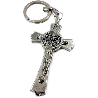 Buy now Nazareth Store Saint Benedict Cross Keychain Catholic Crucifix Medal Keyring Jerusalem Charm 3" at indiglob india