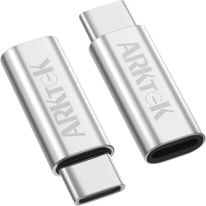 ARKTEK USB-C Adapter i OS Lightning Cable (Female) to USB Type C (Male) - Only Charging Adapter for iPhone 16 15 Series Galaxy S24/Note 20, Pixel 8 and More，Not for Audio/OTG/Data(2 Pack, Silver)