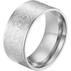 Men's Stainless Steel Chinese Ancient 4 Guardian Beasts Ring Dragon, White Tiger, Suzaku, Basalt Carved - Silver