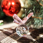 H&D HYALINE & DORA Pink Crystal Flying Butterfly with Crystal Ball Base Figurine Collection Cut Glass Ornament Statue Animal Collectible