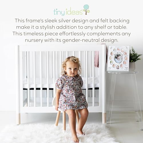 Buy now Tiny Ideas Baby's My First Year Picture Frame, Classic Newborn Keepsake, Monthly Baby Milestone Photos, Silver at indiglob india