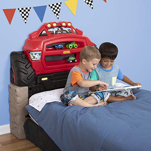 Buy now Simplay3 Monster Truck Headboard, Twin Size Plastic Car Bed Headboard for Kids, Toddlers and Boys with Toy Car Storage - Red, Made in USA at indiglob india