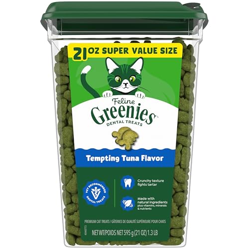 Buy now Greenies Cat Treats, Veterinarian-Recommended Adult Natural Dental Cat Treats, Tempting Tuna Flavor, 21 oz. Tub at indiglob india