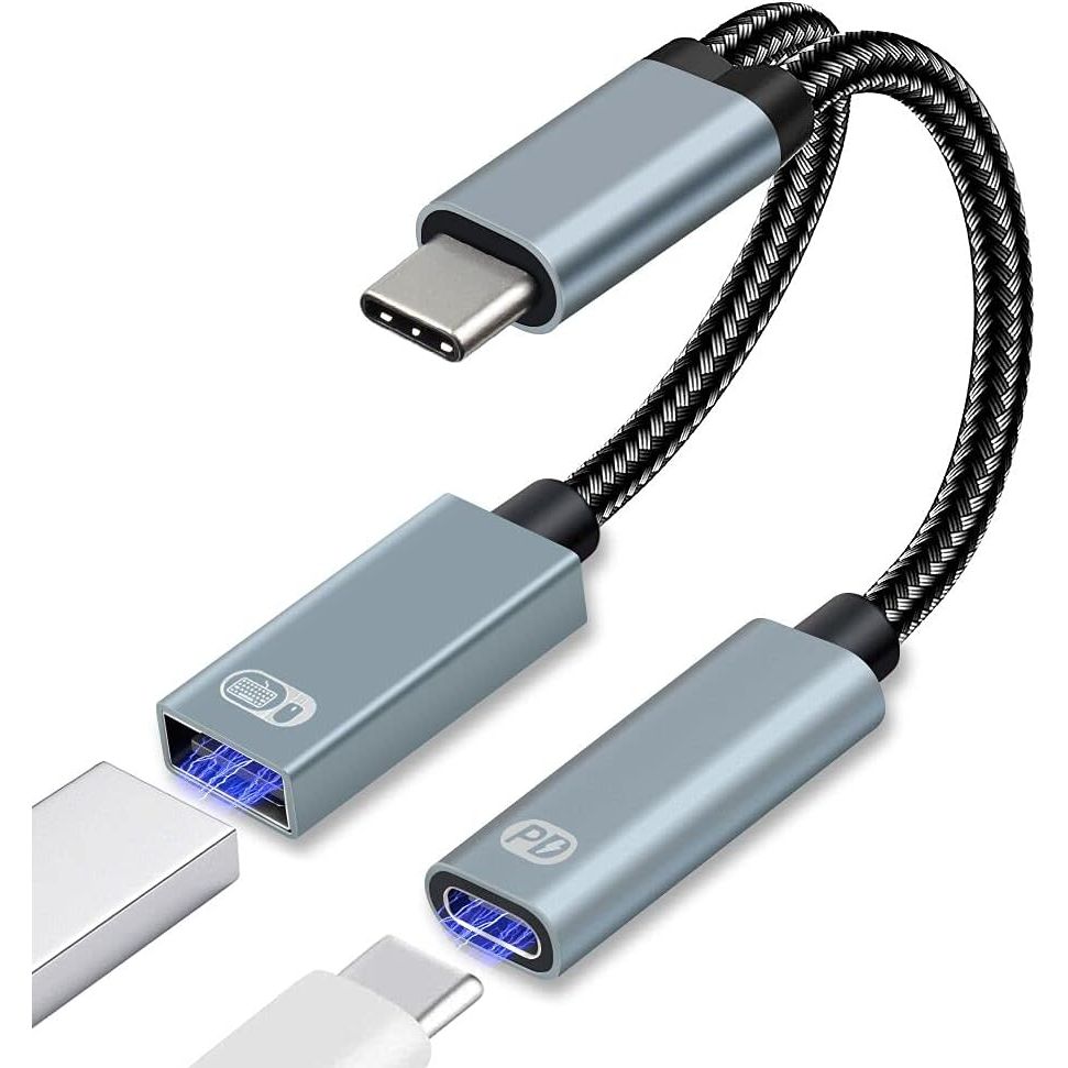 sinstar USB C OTG Adapter, 2 in 1 USB-C Splitter with PD 60W Fast Charging Type C OTG and USB A Female Port Compatible with iPhone 16 15 Pro Max/MacBook Pro Chromecast Google TV/Surface S24