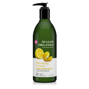 Avalon Organics Refreshing Lemon Scent Hand & Body Lotion For Women, For Normal To Dry Skin, Non GMO, 12 Ounces (Pack Of 1)