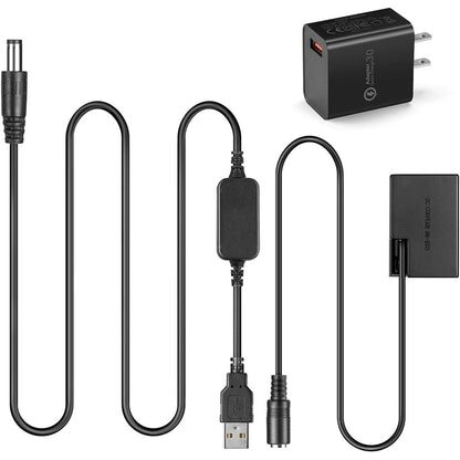 Raeisusp USB Cable ACK-E18 + DR-E18 Dummy Battery + QC3.0 USB Adapter for Canon EOS 750D Kiss X8i T6i 760D T6S 77D 800D 200D 250D Rebel SL2 SL3 R8 R10 R50