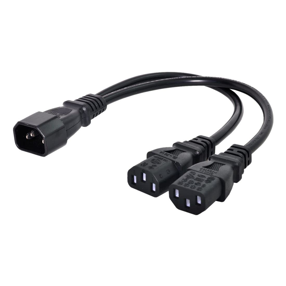 chenyang IEC 320 C14 Male 1 to 2 C13 Female Y Splitter Power Extension Cable Adapter 10A 250V for Monitor/Computer/PDU Chassis/Printer