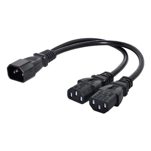 chenyang IEC 320 C14 Male 1 to 2 C13 Female Y Splitter Power Extension Cable Adapter 10A 250V for Monitor/Computer/PDU Chassis/Printer