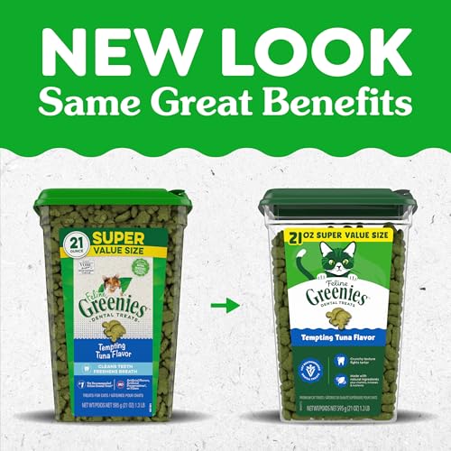 Buy now Greenies Cat Treats, Veterinarian-Recommended Adult Natural Dental Cat Treats, Tempting Tuna Flavor, 21 oz. Tub at indiglob india