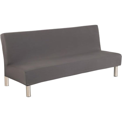 Solid Colour Armless Sofa Bed Cover Polyester Spandex Stretch Futon Slipcover 3 Seater Elastic Full Folding Couch Sofa Shield fits Folding Sofa Bed Without Armrests 80" x 50" in (Black)