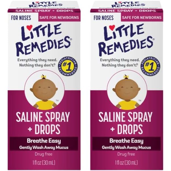 Little Remedies Little Noses Saline Spray Drops, 1 Fl Oz, Pack of 2