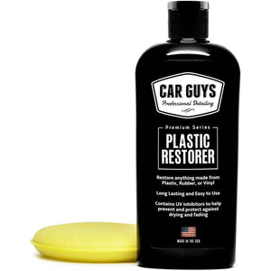 CAR GUYS Plastic Restorer | Bring Plastic, Rubber, and Vinyl Back to Life! | User Friendly Trim Restorer | Safe Auto Detailing Supplies | 8 Oz Kit with Foam Applicator