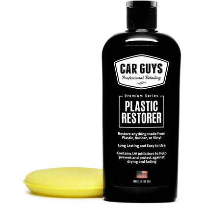 CAR GUYS Plastic Restorer | Bring Plastic, Rubber, and Vinyl Back to Life! | User Friendly Trim Restorer | Safe Auto Detailing Supplies | 8 Oz Kit with Foam Applicator