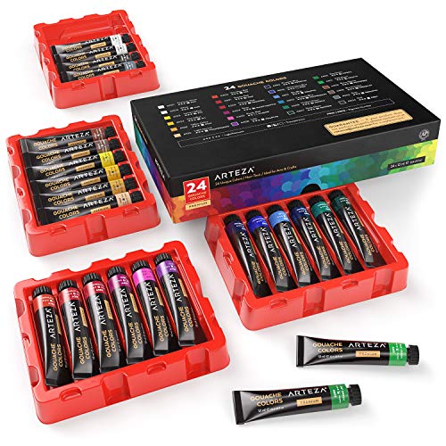 Buy now ARTEZA Gouache Paint, Set of 24, 12ml/0.4 US fl oz Gouache Paint Tubes, Gouache Set for Adults and Students at indiglob india