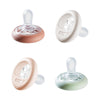Tommee Tippee Breast-Like Pacifier, 0-6 Months, Symmetrical Design, Natural Breast-Like Baglet, BPA-Free Binkies, Pastel/Blue/Black, Pack of 4 - Rose/Green/Cream