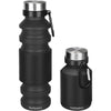 Nefeeko Collapsible Water Bottle, Reuseable BPA Free Silicone Foldable Water Bottles for Travel Gym Camping Hiking, Portable Leak Proof Sports Water Bottle with Carabiner - Black-18oz