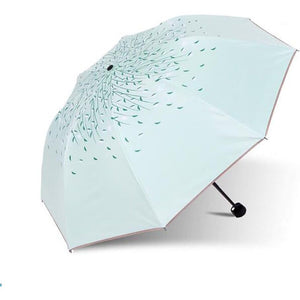 Buy now Green Tree Leaf Folding Travel Sun Umbrella Sunblock UV Protection UPF 50+ Rain Resistant Compact Size Parasol Fold into Purse at indiglob india
