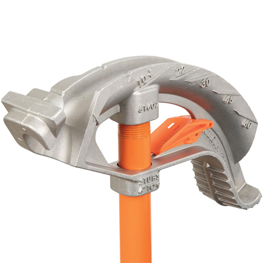Buy now Klein Tools 51607 Aluminum Conduit Bender Full Assembly, 3/4-Inch EMT, 1/2-Inch Rigid, Wide Foot Pedal, Benchmark Symbols and Angle Setter at indiglob india