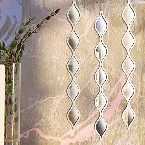 Buy now Amyhill Set of 3 Teardrop Mirror Wall Decor 23.6 x 2.7 x 0.2 Inches Rustic Farmhouse Decorative Long Mirror Creative Boho Art Decor for The Living Room Bathroom Bedroom Entryway (White) at indiglob india