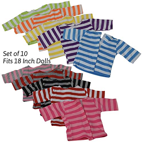 Buy now Doll T-Shirts Set of 10 - Doll Clothes fits All 18 Inch Dolls (Striped) at indiglob india