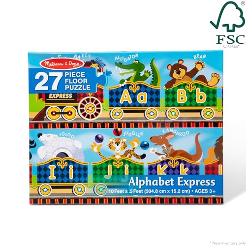 Buy now Melissa & Doug Alphabet Express Jumbo Jigsaw Floor Puzzle (27 pcs, 10 feet Long) - FSC Certified at indiglob india