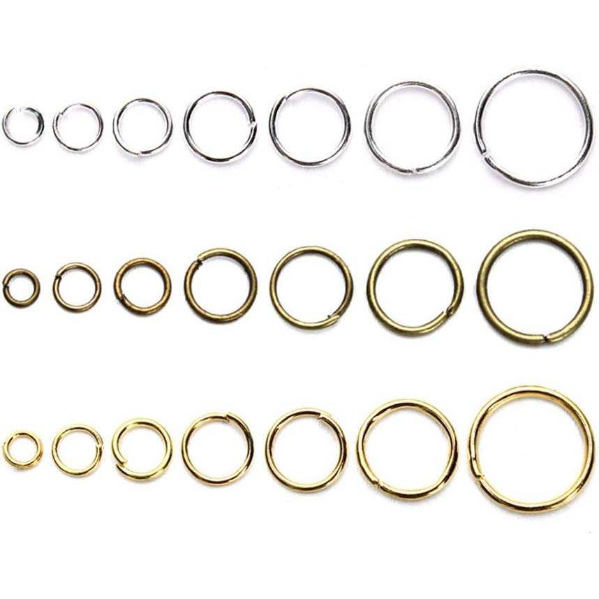 1 Box(1450PCS) Assorted Sizes Metal Closed Open Jump Rings Connecters for Necklace Bracelet DIY Jewelry Making Findings Kits(3mm 4mm 5mm 6mm 7mm 8mm 10mm)(Gold) - My Store