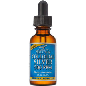 Natural Path Silver Wings Colloidal Silver 500PPM, Amber Brown Liquid Immune Support, 1 Fl Oz (Pack of 1)