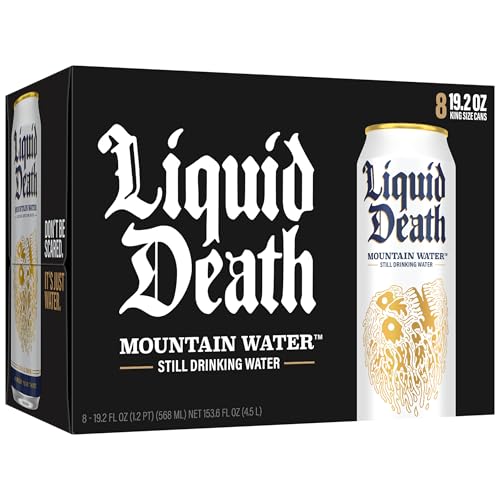 Buy now Liquid Death Sparkling Mountain Water, Real Mountain Source, Ice-Cold Cans, Infinitely Recyclable, 12 Fl Oz (Pack of 12) at indiglob india