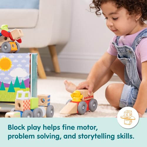 Buy now Melissa & Doug Blockables™ Vehicles Snap and Play, Mix and Match Connectable Wooden Building Blocks Play Set Toy for Preschool Boys and Girls (54 Pcs) at indiglob india