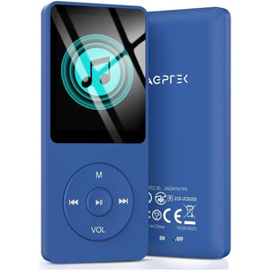 AGPTEK A02S 16GB MP3 Player, 70 Hours Playback Lossless Sound Music Player, Supports up to 128GB, Dark Blue