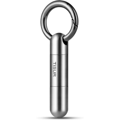 TISUR Micro Keychain Pill Holder, Titanium Pill Case Waterproof Pill Container, Portable Tiny Pill Organizer for Travel Purse Pocket