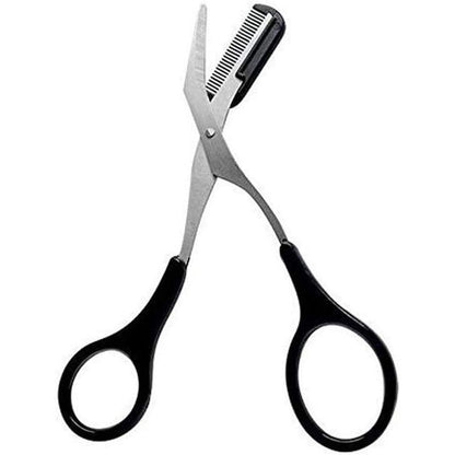 Professional Precision Eyebrow Trimmer Scissors Scissors with Comb and Non Slip Finger Grips Black Silver Tone for Men Women Hair Removal Grooming Shaping Black