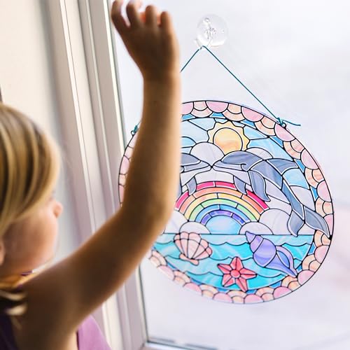Buy now Melissa & Doug Stained Glass Made Easy Craft Kit: Dolphins - 180+ Stickers at indiglob india