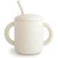 mushie 100% Silicone Training Cup & Straw for Toddlers | 6 Months+ (Shifting Sand)