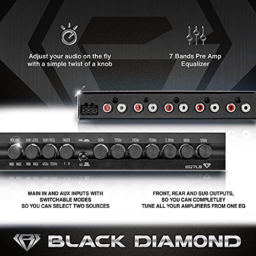 Buy now Black Diamond EQ7LS 7-Band Stereo Equalizer/Crossover Pre Amp Equalizer Car Audio EQ with Front Rear + Sub Output at indiglob india