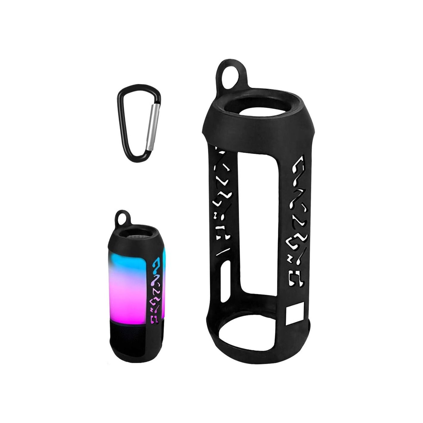 Buy now Linkidea Silicone Speaker Case Cover Compatible with JBL Pulse 3 Wireless IPX7 Waterproof Speaker, Protective Soft Skin Sleeve Travel Carrying Pouch with Keychain Hook (Black) at indiglob india