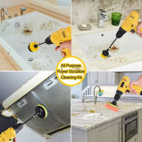 Buy now Drill Brush Power Scrubber Brush Set, Herrfilk Drill Brush Attachment Set with Extend Attachment and Scrub Pads Sponge, Drill Bit Scrub Brush for Cleaning Grout, Car,Tiles, Sinks, Bathtub at indiglob india