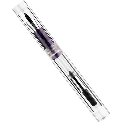 Lanxivi Majohn C1 Fountain Pen Extra Fine Nib, Clear Transparent Acrylic Resin, Mini Pocket Pen, Eyedropper,Cartridges and Converter Filling