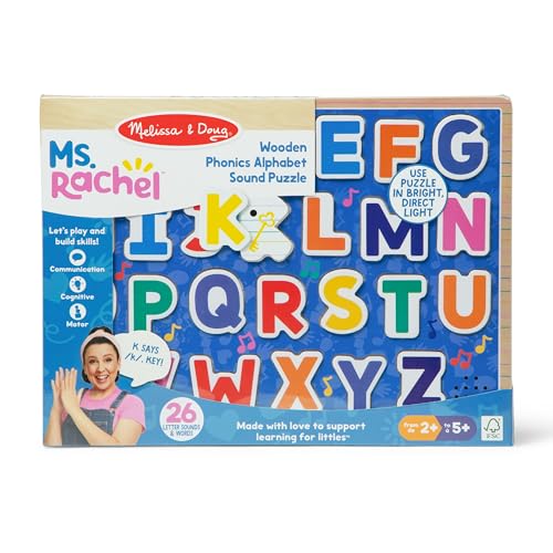 Buy now Melissa & Doug?? Ms. Rachelƒ?› Wooden Phonics Alphabet Sound Puzzle with Light-Activated Sound Effects, 26-Piece Toddler Toys for Boys and Girls Ages 2+ Years - FSC Certified at indiglob india