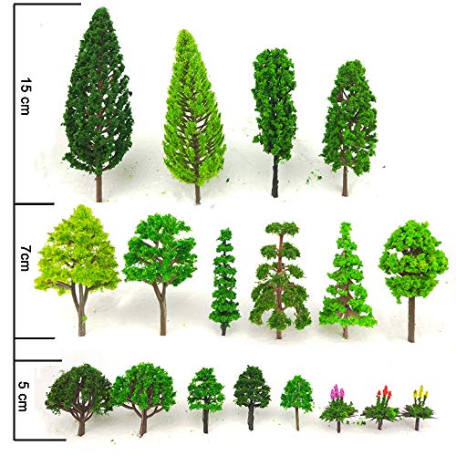 Buy now Tazimi 60 Pieces Model Trees 1.36-6 inch Mixed Model Tree Train Scenery Architecture Trees Fake Trees for DIY Crafts, Building Model, Scenery Landscape Natural Green at indiglob india