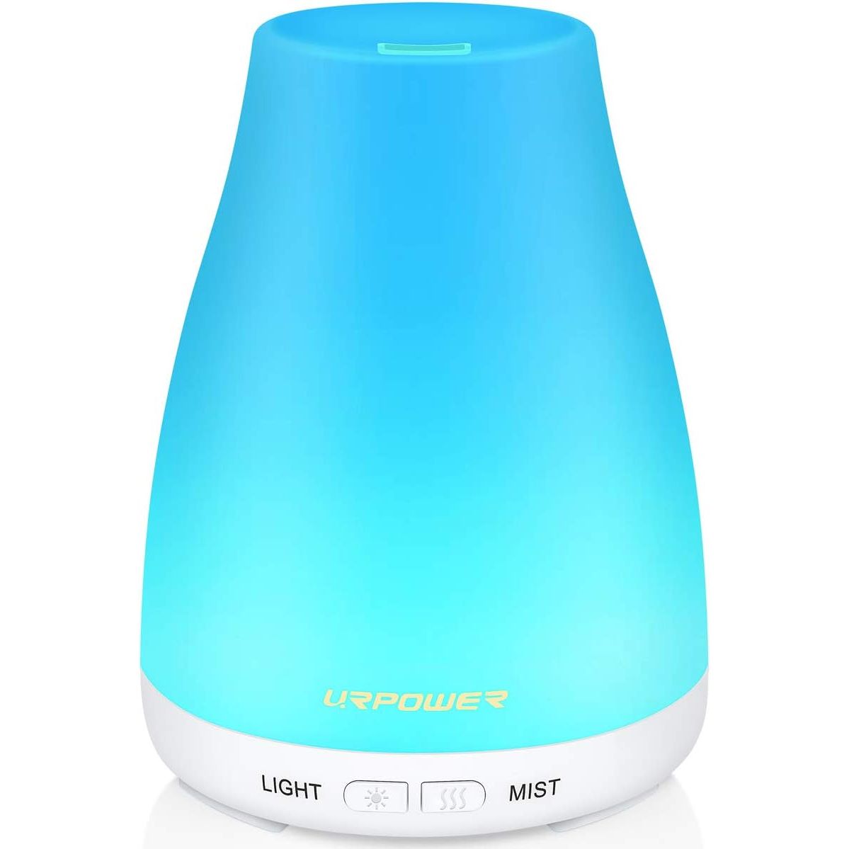 URPOWER 2nd Version Essential Oil Diffuser with Adjustable Mist Mode Waterless Auto Shut-Off and 7 Color LED Lights for Home Office, One Size (Pack of 1), White