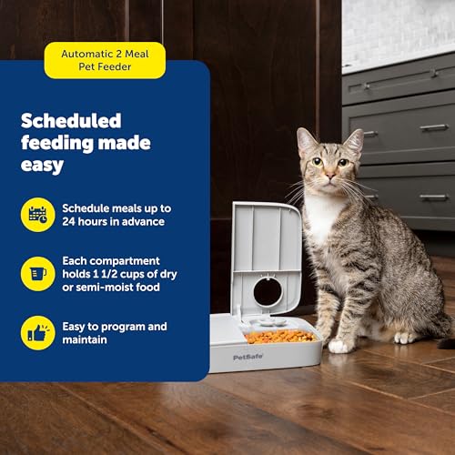 Buy now PetSafe Analog 2 Meal Programmable Pet Feeder, Automatic Dog and Cat Feeder - Dry or Semi-Moist Pet Food Dispenser, Slow Feed Portion Control (3 Cup/16 Ounce Total Capacity), Tamper-Resistant Design at indiglob india