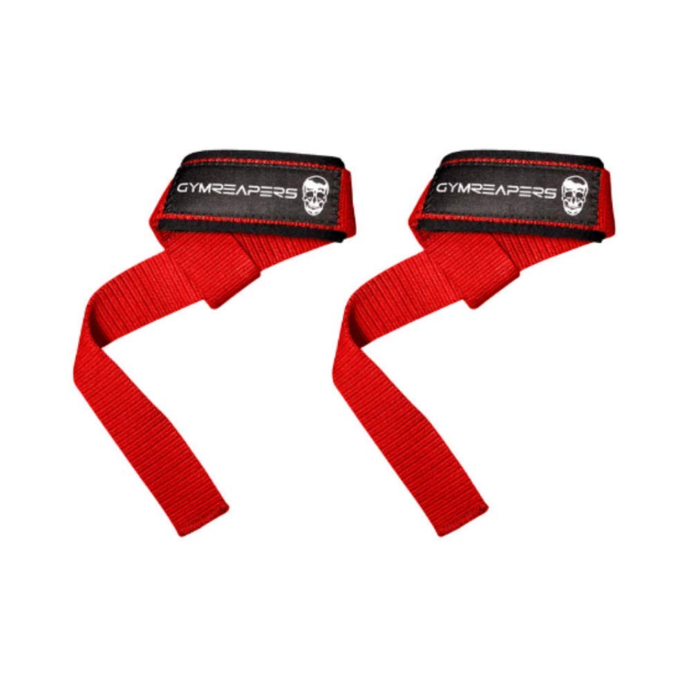 Buy now Gymreapers Lifting Wrist Straps for Weightlifting, Bodybuilding, Powerlifting, Strength Training, & Deadlifts - Padded Neoprene with 18 inch Cotton Red at indiglob india