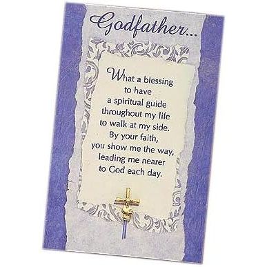 Abbey Gift Godfather Pin & Card, White, 4.0" L x 0.05" W x 7.85" H (08137)