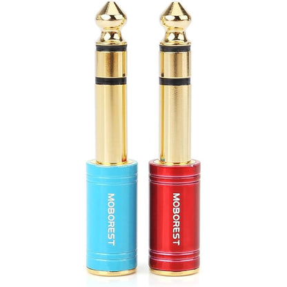 MOBOREST 1/4'' (6.35mm) Male TRS Plug to 1/8'' (3.5mm) Female Socket Stereo Audio Jack Pure Copper Adapter for Headphone, Amp, Adapte - Black 1PCS